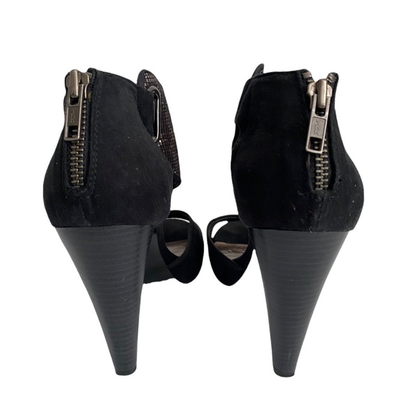 ZARA Metallic Detailed Faux Suede Heeled Sandal - Picture 4 of 8